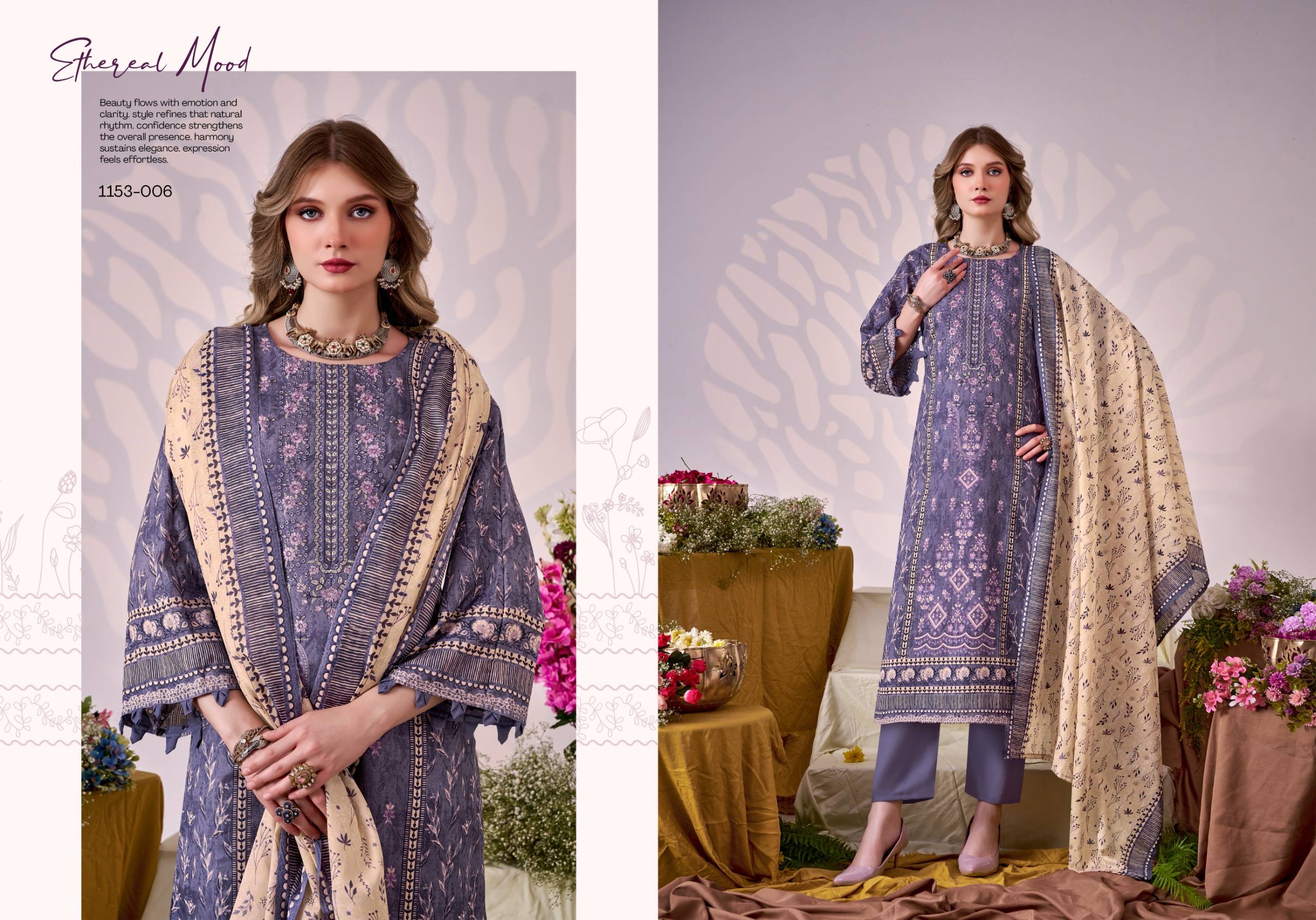 BIN KAREEM VOL 5 By ROMANI 1153-001 To 1153-008 Series Designer Suits Premium Soft Cotton Dresses At Wholesale Price